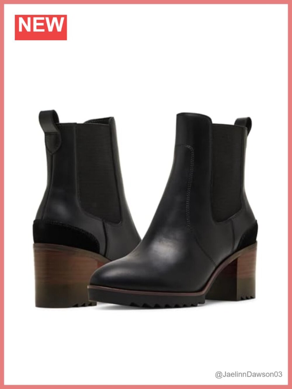 Waterproof Leather Ankle Booties Block Heel